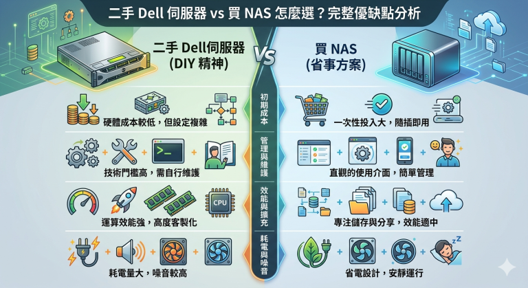 二手 Dell 伺服器 (DIY 精神)： 楊氏策略：精算硬體折舊。硬體採購成本極低，但需要專業人員進行繁雜的網路與虛擬化設定。新竹楊氏強調精確計算二手設備的折舊與維護成本，以實現性價比最大化。
